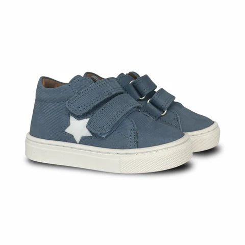 Atlanta Blue Velluto Nubuk White Star Baby Sneaker