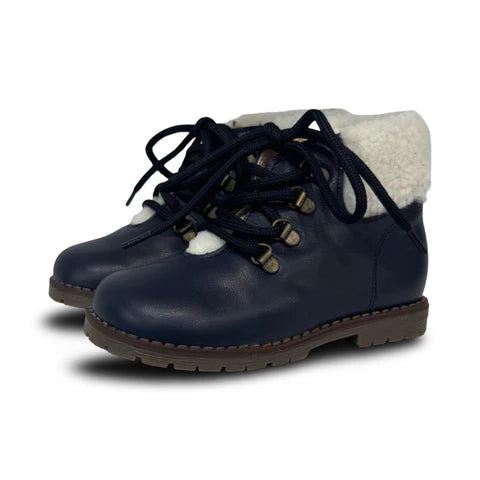 LMDI Navy Sherpa Lace Bootie