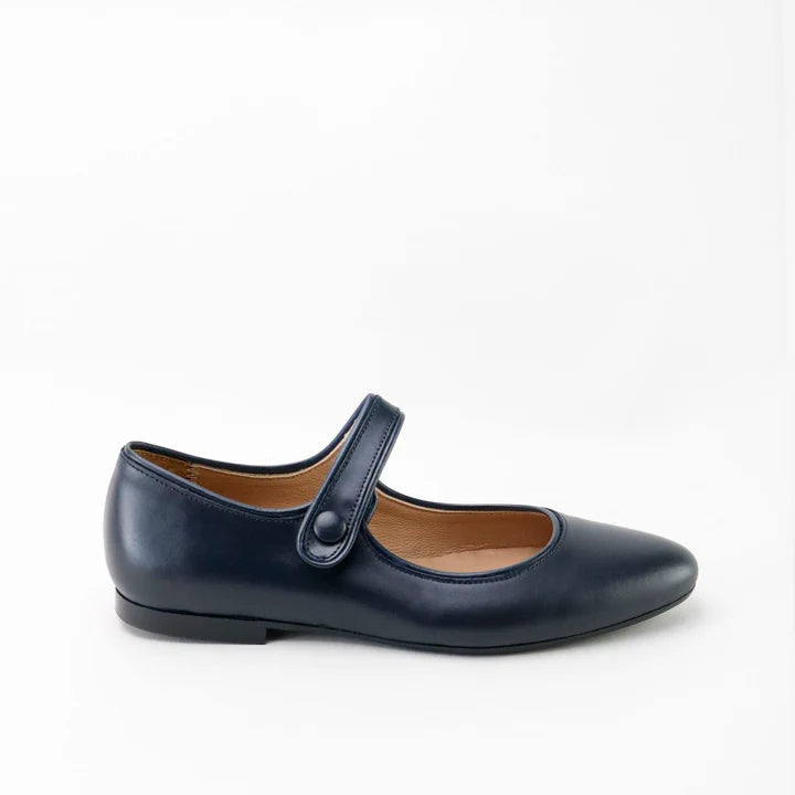 Papanatas Navy Leather Pointed Mary Jane