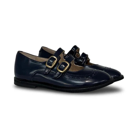 Lauve Navy Double Strap School Mary Jane