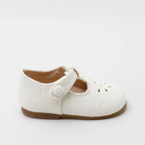 Papanatas Cream Linen Baby T Strap