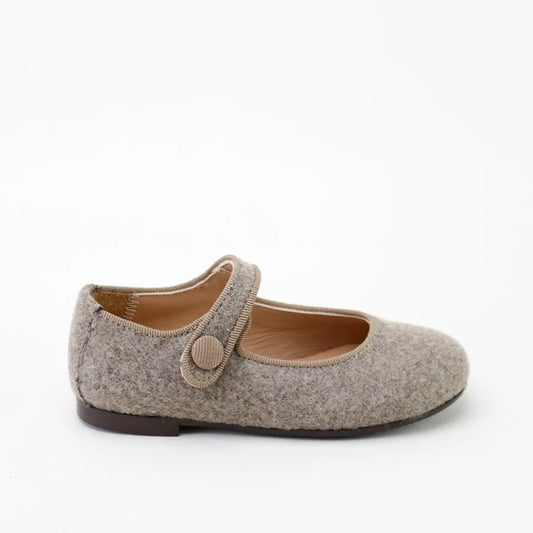 Papanatas Taupe Wool Mary Jane