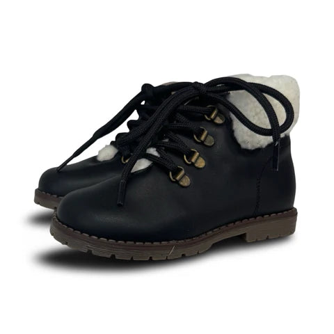 LMDI Black Sherpa Lace Bootie