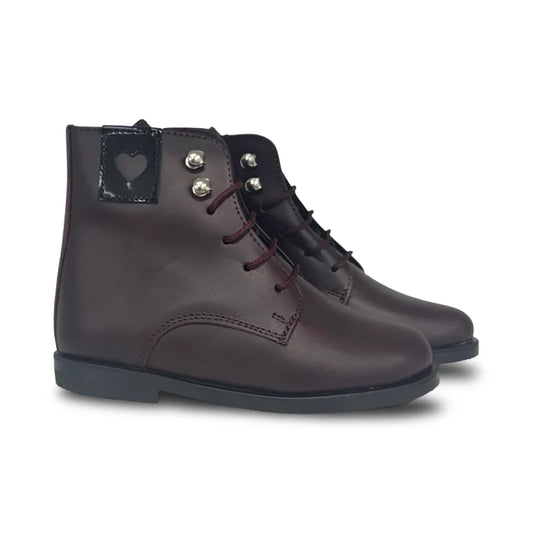 Don Louis Burgundy Heart Laceup Bootie