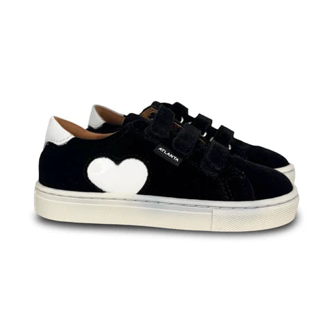 Atlanta Black Velver Heart Three Strap Sneaker