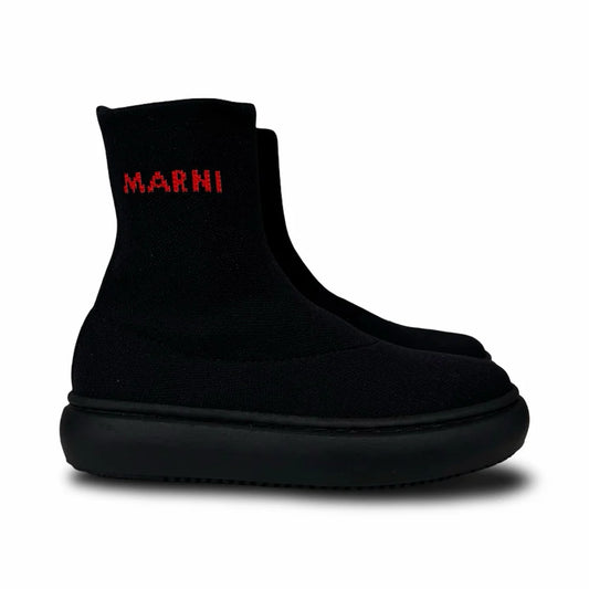 MARNI Black Red Logo Sock Bootie