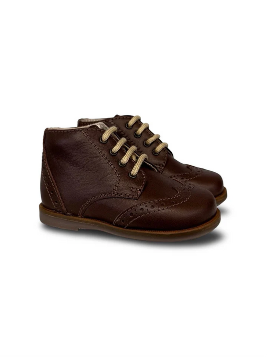 Beberlis Dark Brown Lace up Wingtip Baby Bootie