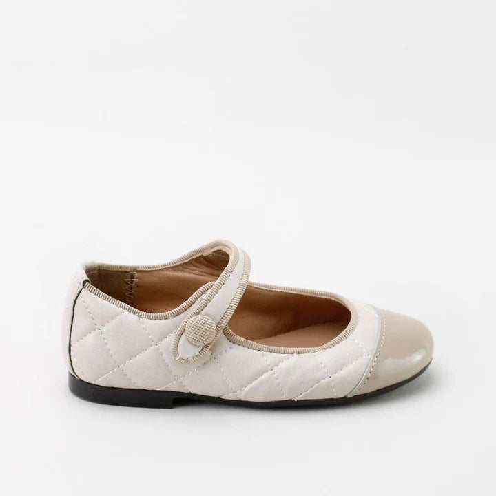 Papanatas Taupe Quilted Cap Mary Jane