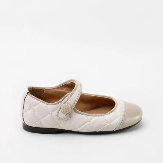 Papanatas Taupe Quilted Cap Mary Jane