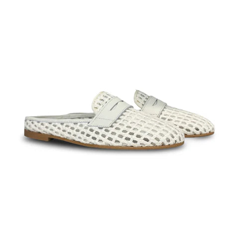 Valencia Raffia white Loafer Mule