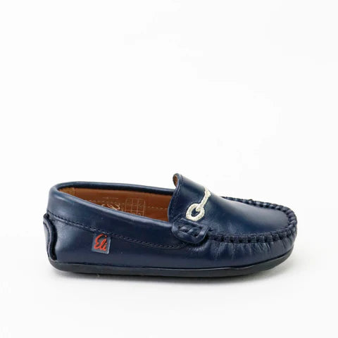 Papanatas Navy Embroidered Chain Loafer