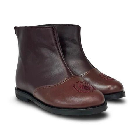 Don Louis Brown Crest Zip Bootie