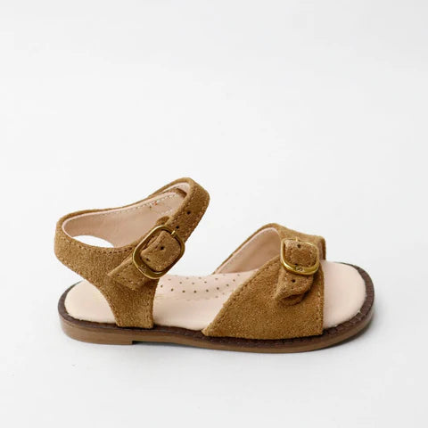 Papanatas Velour Camel Double Strap Sandal
