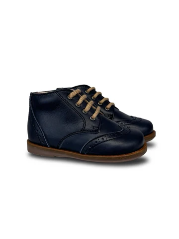 Beberlis Navy Lace up Wingtip Baby Bootie