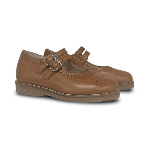 Don Louis Camel Double Buckle School Mary Jane