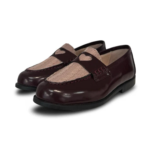 LMDI Burgundy Pink Knit Heart Loafer
