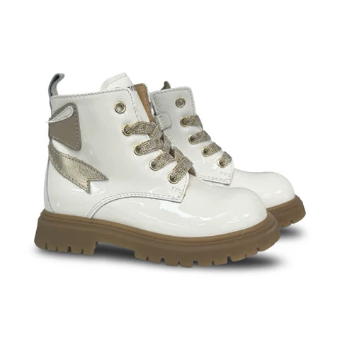 Rondinella White Patent Bow Bootie