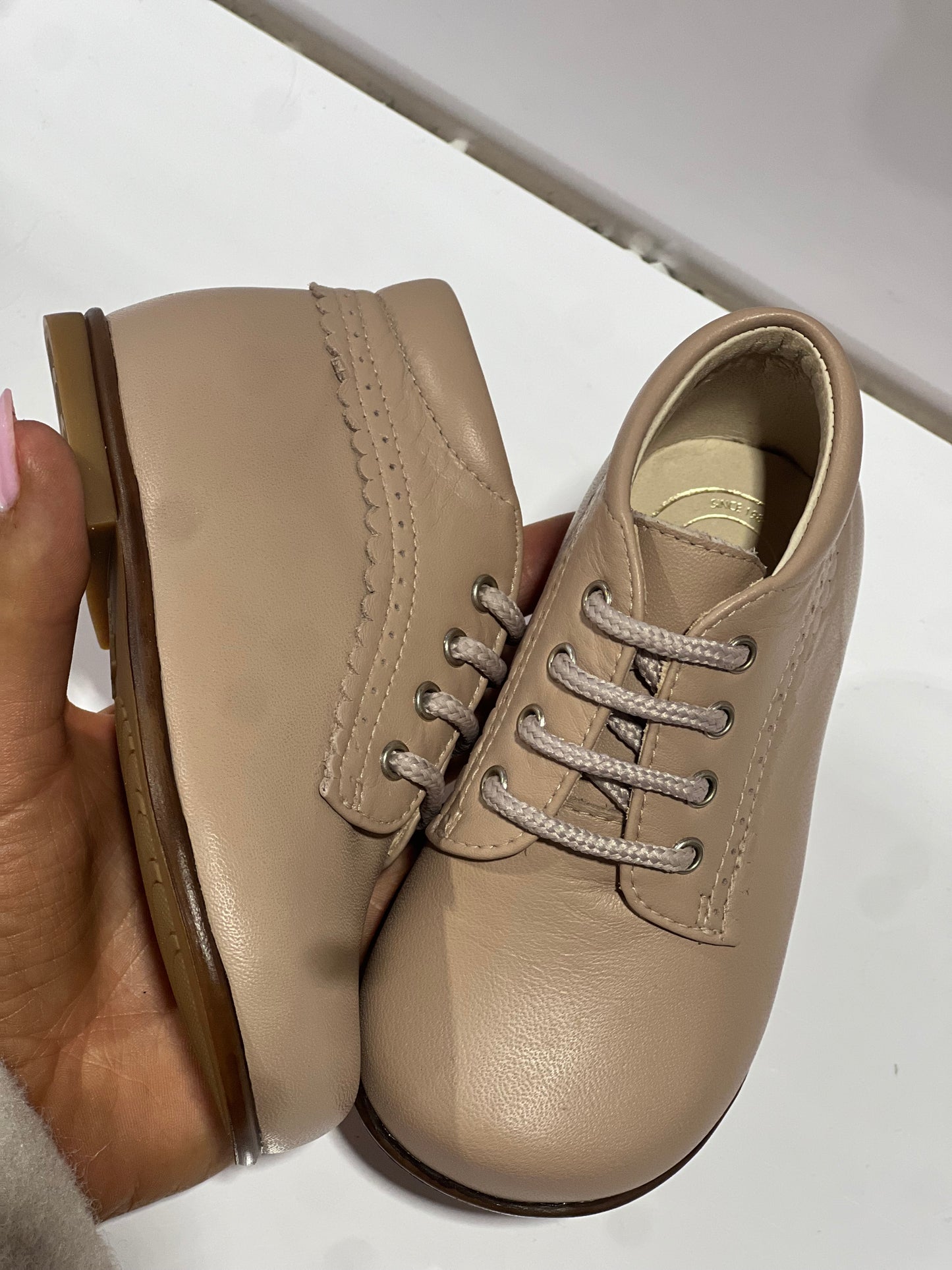 Beberlis Nude Lace Up Baby Bootie