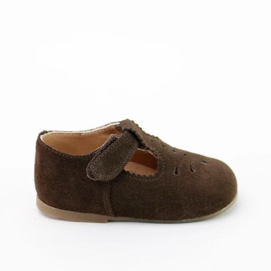 Papanatas Brown Suede Baby T Strap