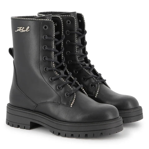 Karl Lagerfeld Black Lace Up Boot