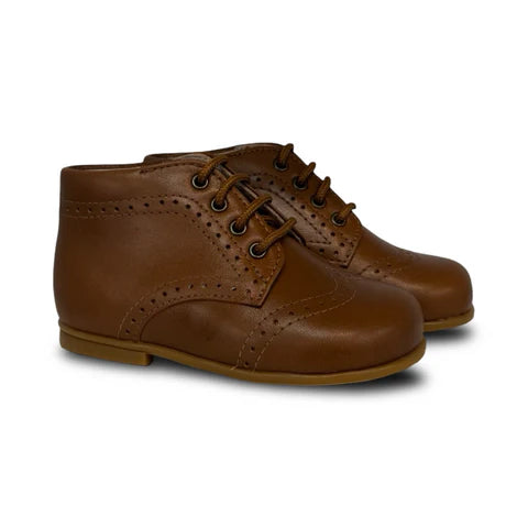 Beberlis Luggage Brown Lace-up Wingtip Baby Bootie