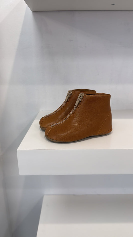 Pepe Camel Brown Zipper Bootie