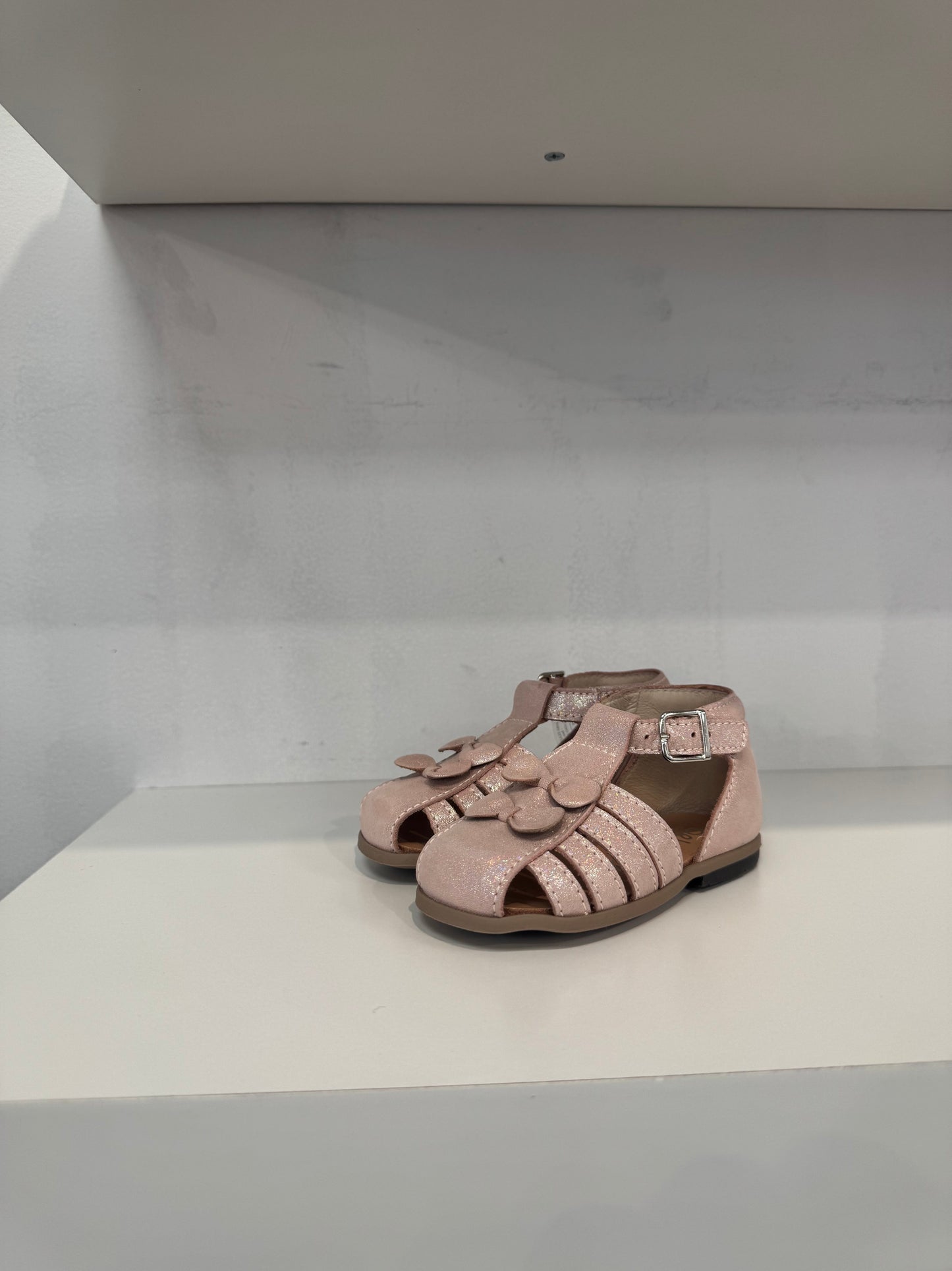 Beberlis  Pink Pearlescent Glitter Baby Closed Toe Sandal