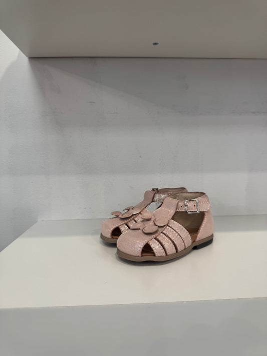 Beberlis  Pink Pearlescent Glitter Baby Closed Toe Sandal