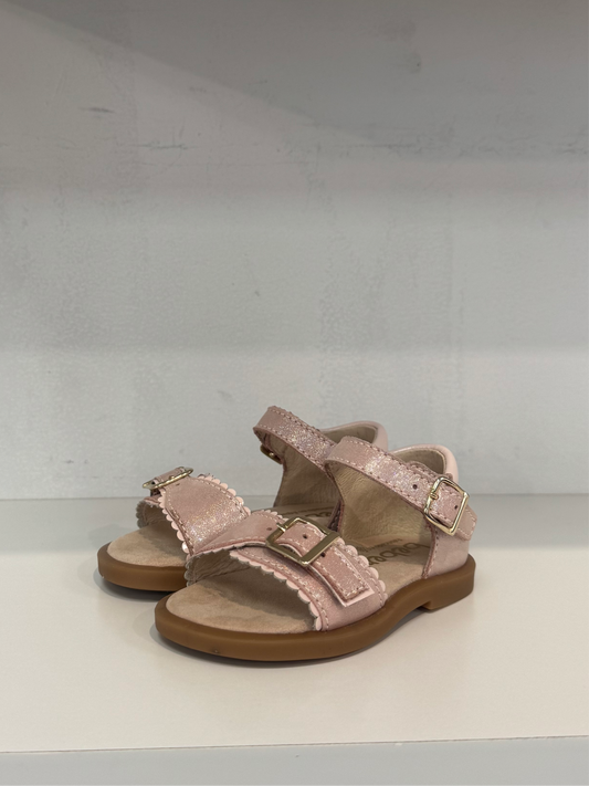Beberlis Pink Pearlescent Glitter Open Sandal
