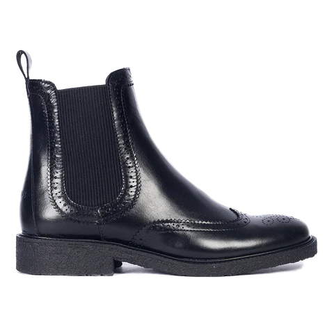 Angulus Black Boot with decorative brogue pattern