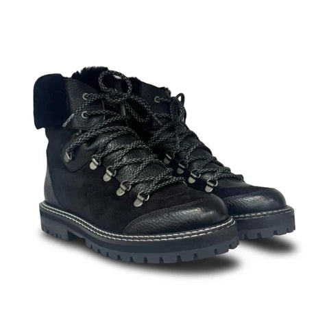 Angulus Black Lace up Boot with Wool Lining