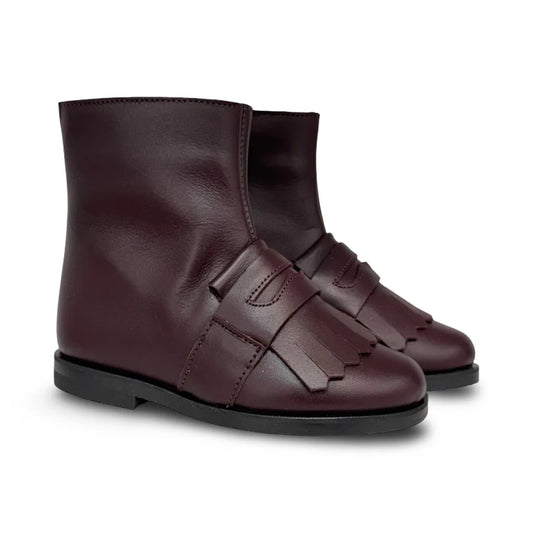 Don Louis Burgundy Penny Fringe Bootie